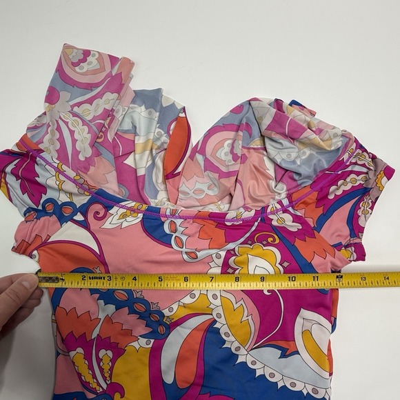 Trina Turk Sevilla Off the Shoulder One Piece Swimsuit US Size 6 Multi Colored - Picture 10 of 12